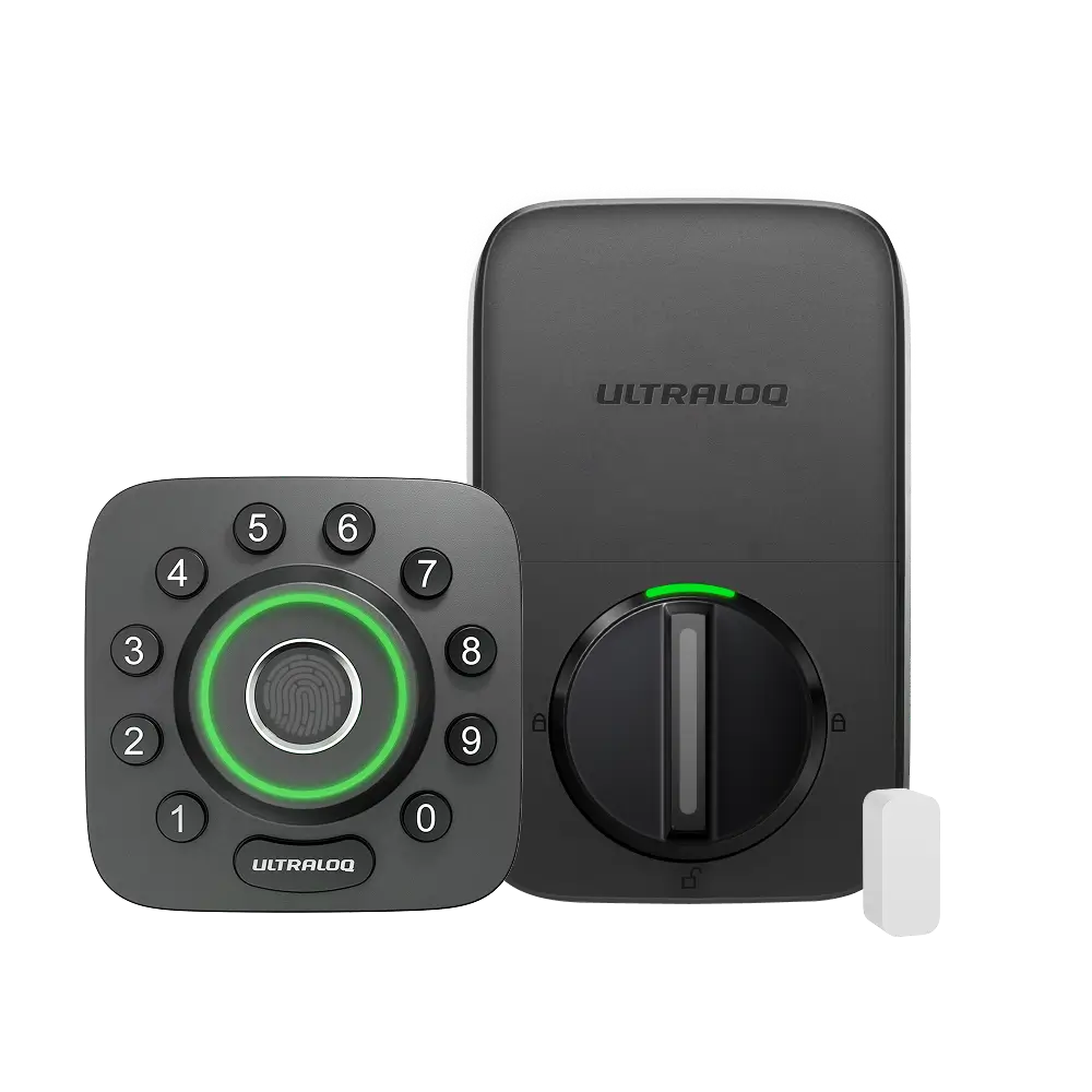 Ultraloq U-Bolt Pro Z-Wave Smart Deadbolt with fingerprint keypad and interior lock unit in black finish