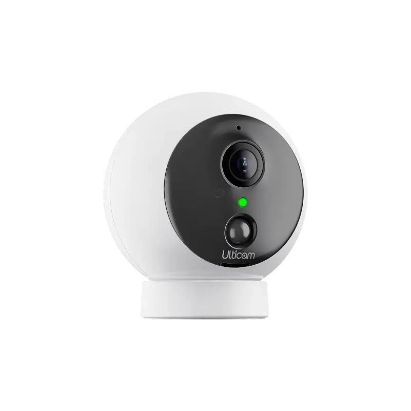 Ulticam Dot 2K UHD Wireless Security Camera 4-Pack – Compact smart WiFi cameras with AI motion detection and night vision, angled side view.