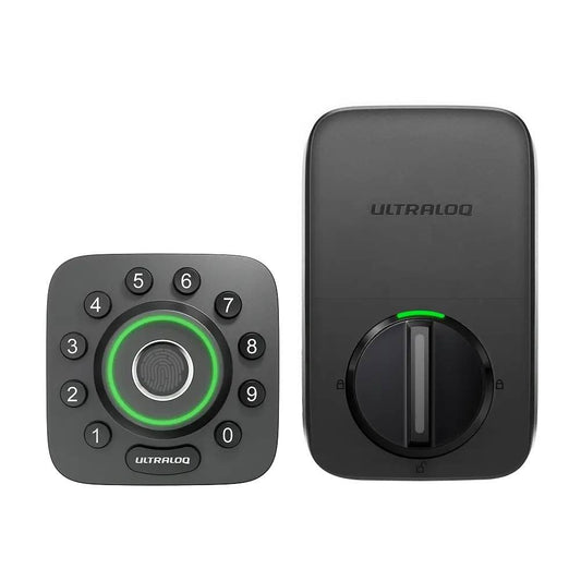 Ultraloq U-Bolt Pro WiFi Smart Lock with 6-in-1 keyless entry, fingerprint ID, keypad, smartphone app, and auto lock deadbolt.
