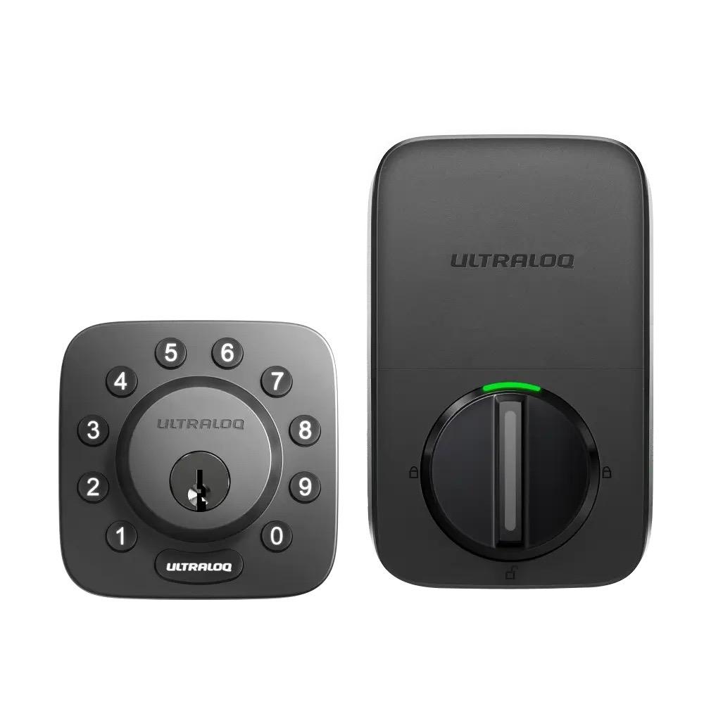 Ultraloq U-Bolt WiFi Smart Deadbolt – 5-in-1 keyless entry door lock with black keypad, smartphone control, and secure smart home integration.