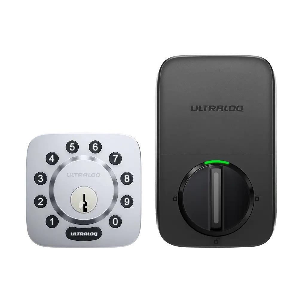 Ultraloq U-Bolt WiFi Smart Deadbolt – 5-in-1 keyless entry smart door lock with satin silver keypad, remote access, and smart home integration.